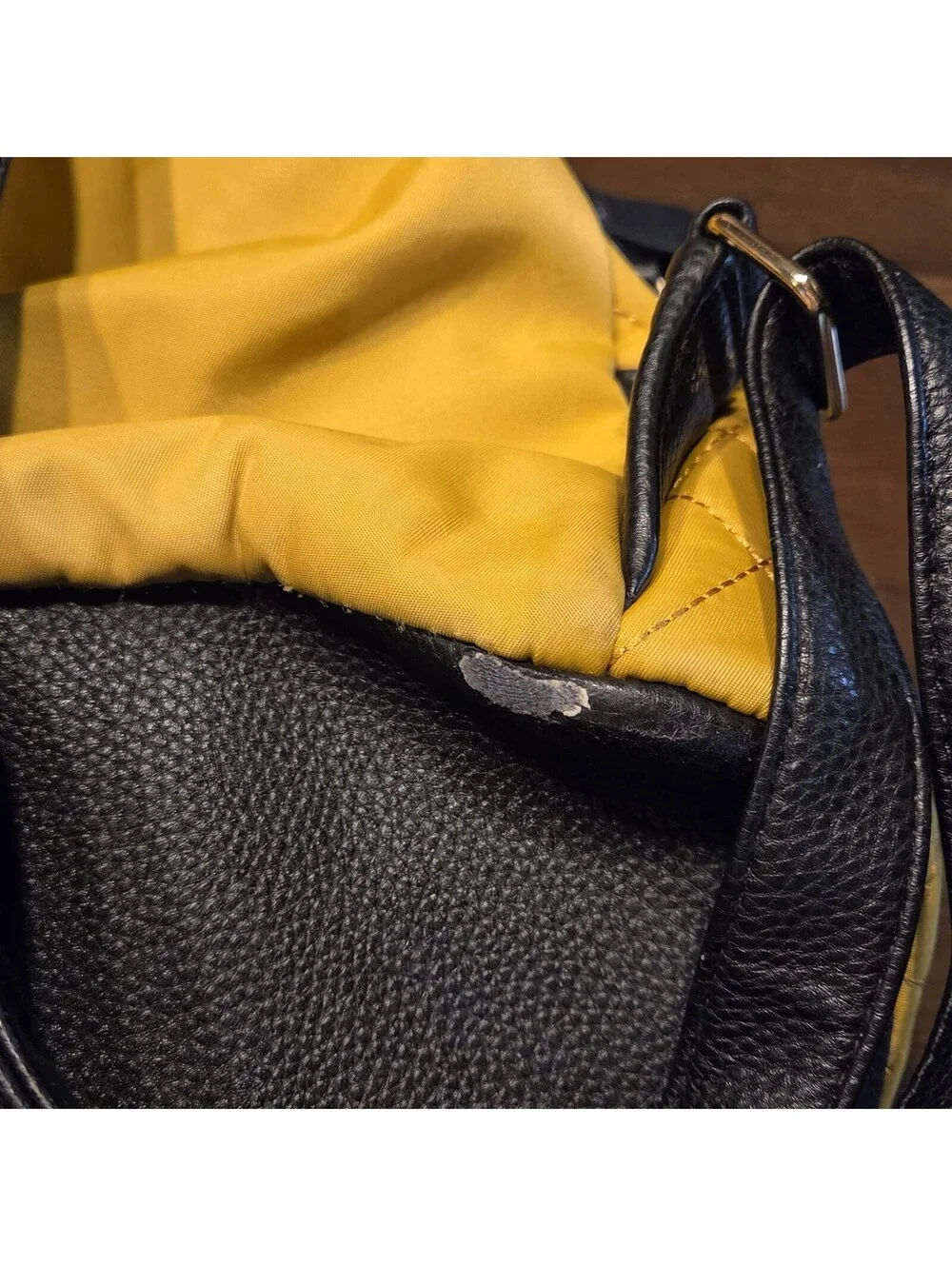 London Fog Mustard Yellow Quilted Mini Backpack Purse